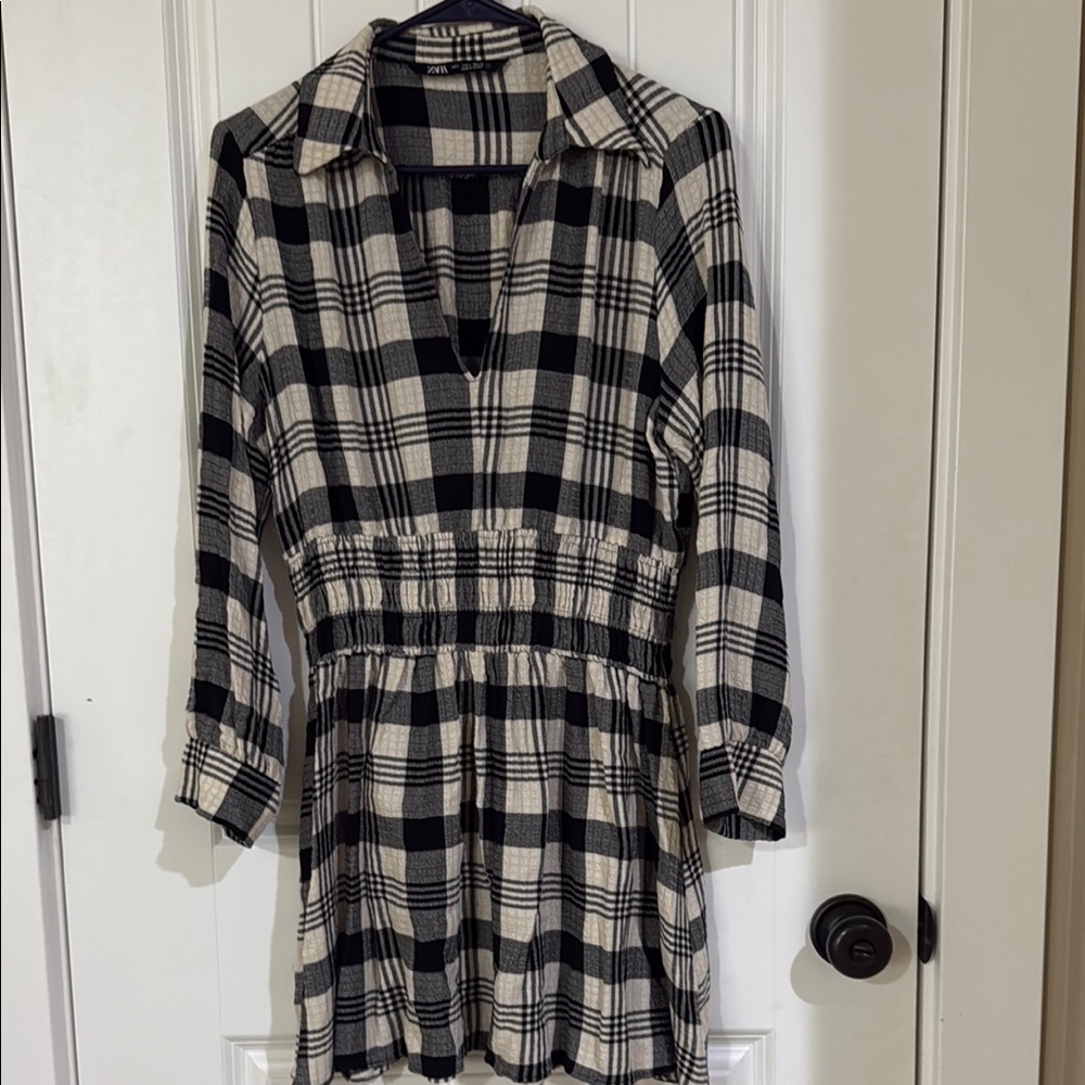 Zara Black and White Plaid Dress